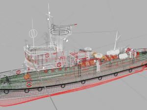 strazak -3 fire-fighting ship 3D Model