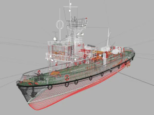 strazak -3 fire-fighting ship 3D Model