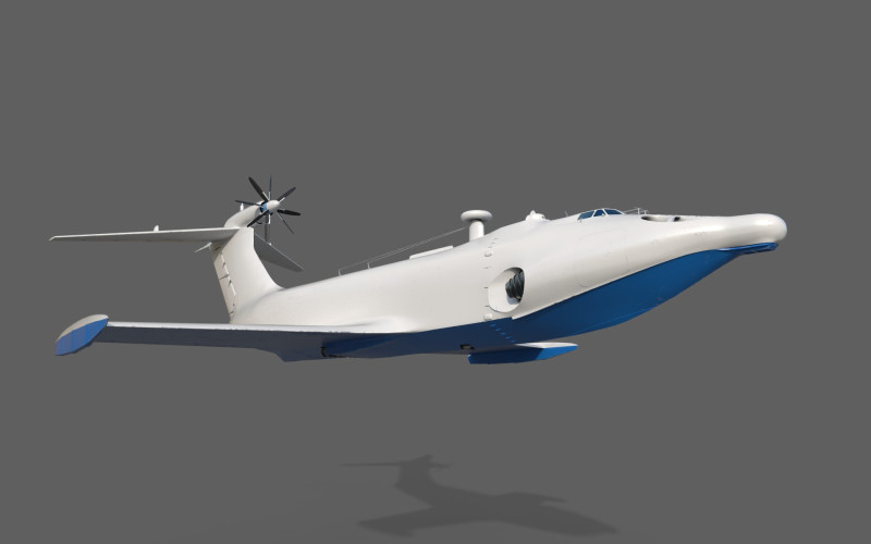 Ekranoplan A-90 Orlyonok 3D Model .c4d .max .obj .3ds .fbx .stl .blend 