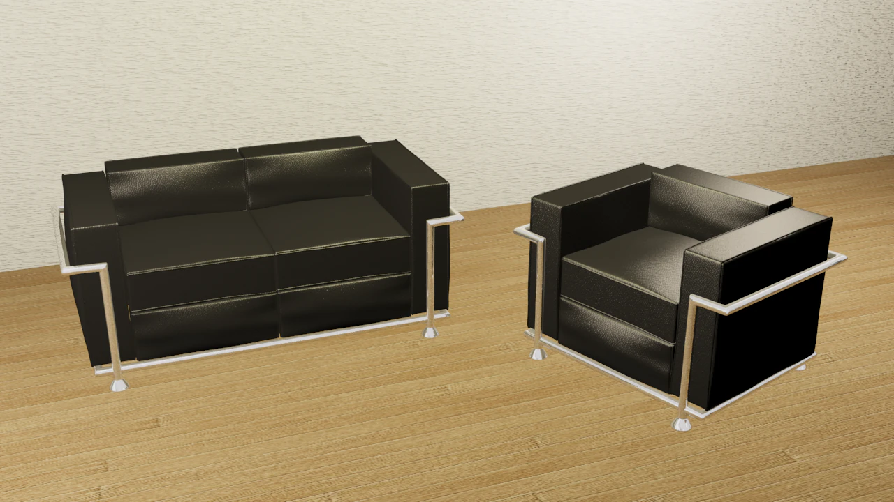 two sofa 3D Model .c4d .max .obj .3ds .fbx .stl .blend 