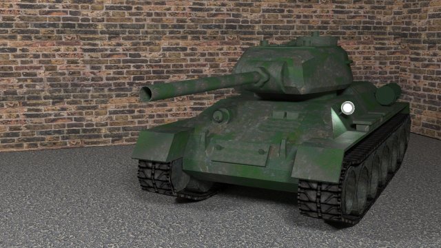 tank t-34-85 low-poly 3D मॉडल .c4d .max .obj .3ds .fbx .stl .blend 