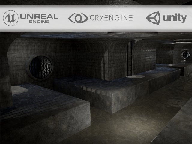 sewers and underground modular pack for game ready Modèle 3D .c4d .max .obj .3ds .fbx .stl .blend 