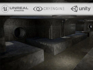 esgotos e pacote modular subterr&acirc;neo para jogos prontos Modelo 3D