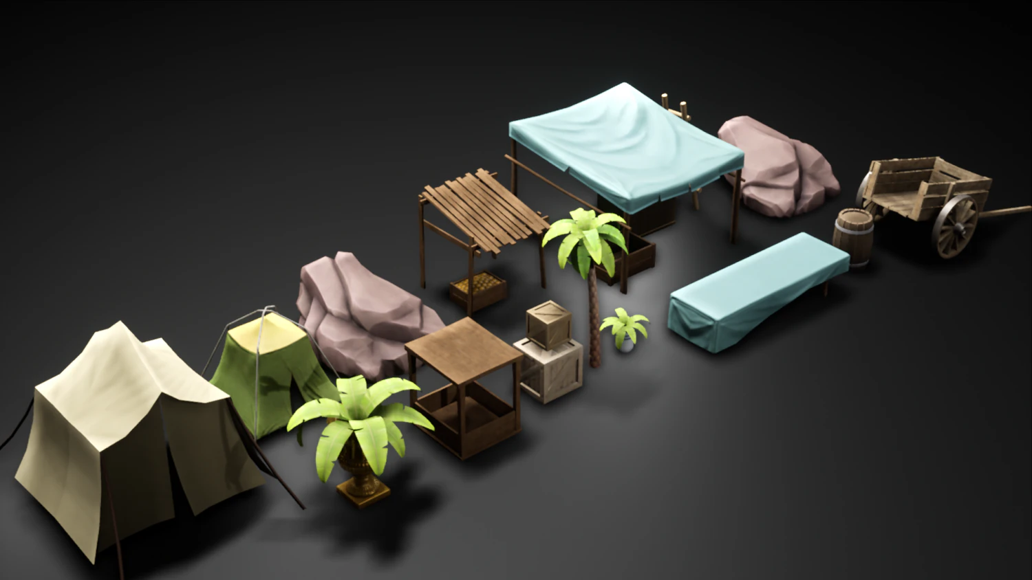 Ancient props low-poly 3D Model .c4d .max .obj .3ds .fbx .stl .blend