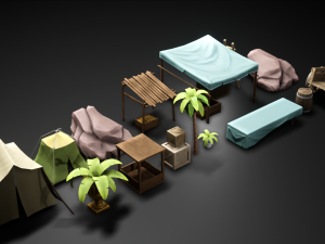 Ancient props low-poly 3Dモデル