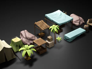 Oude rekwisieten laag poly 3D Model