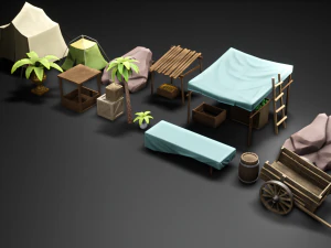 Ancient props low-poly 3D Model