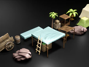 Ancient props low-poly 3D Model