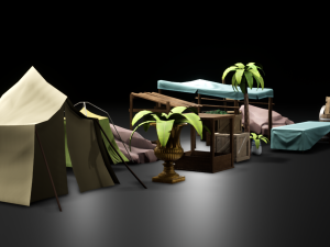 Ancient props low-poly 3D 모델
