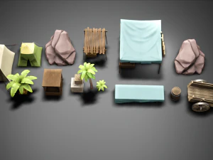 Ancient props low-poly 3D Model