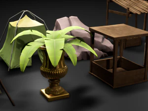 Ancient props low-poly 3D Model