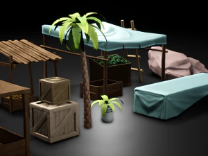 Ancient props low-poly 3D Model