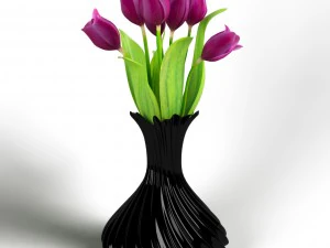 vase with tulips 3D Model