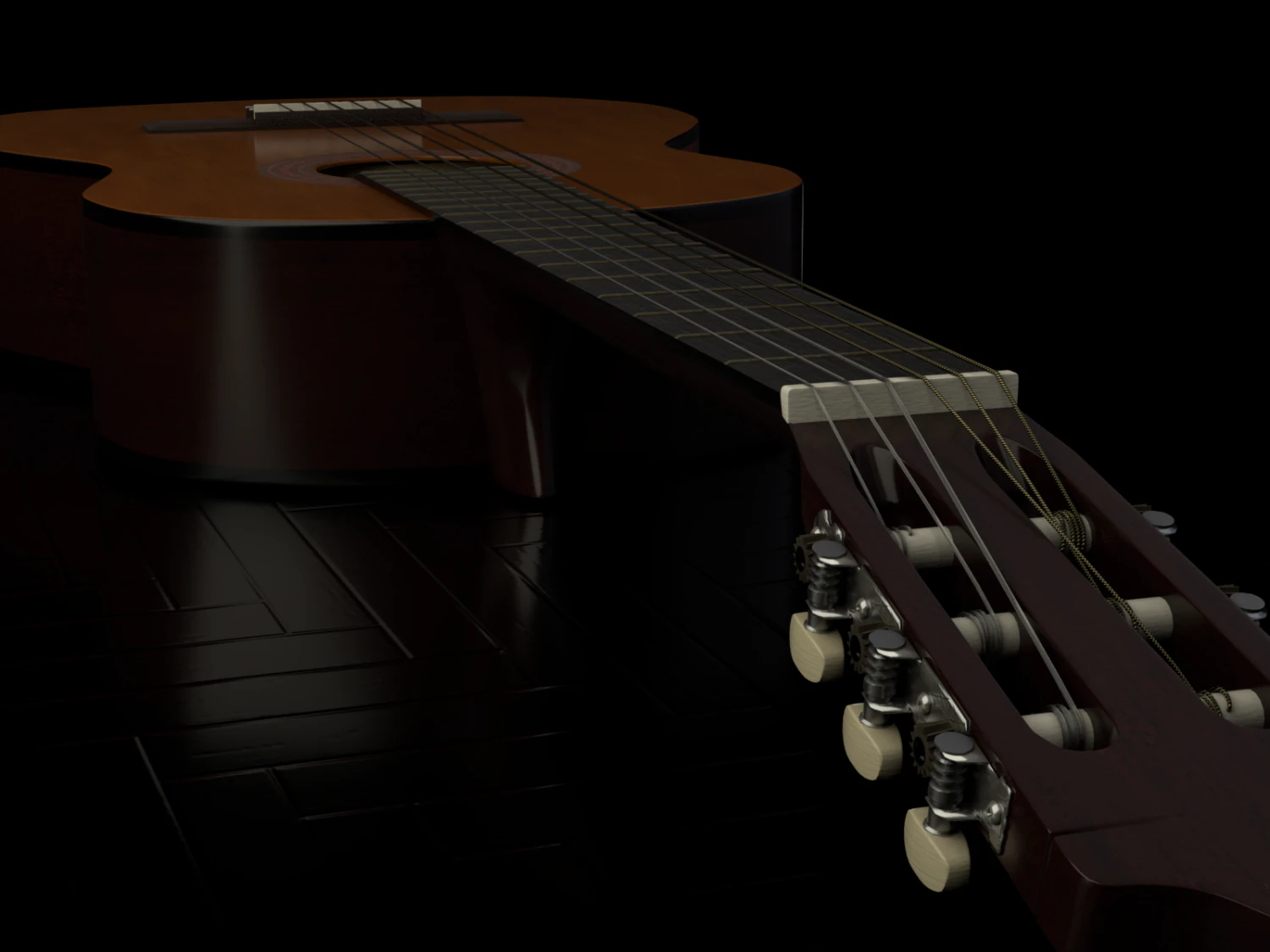 yamaha c40 - classical guitar 3D Model .c4d .max .obj .3ds .fbx .stl .blend