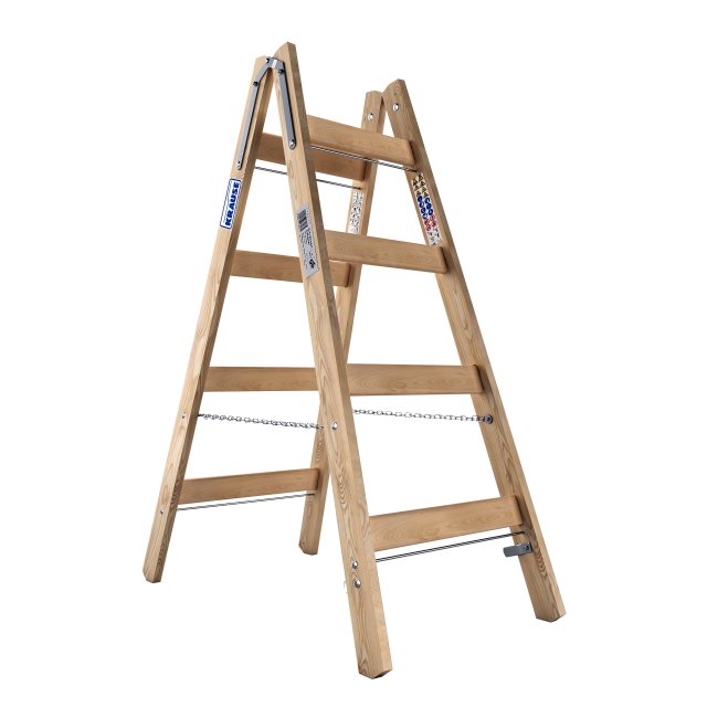 Double-sided wooden step-ladder with rungs KRAUSE STABILO 2x4 170064 Modello 3D .c4d .max .obj .3ds .fbx .stl .blend 