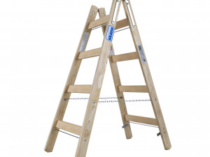 Double-sided wooden step-ladder with rungs KRAUSE STABILO 2x4 170064 Modello 3D