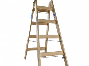 Double-sided wooden step-ladder with rungs KRAUSE STABILO 2x4 170064 Modello 3D