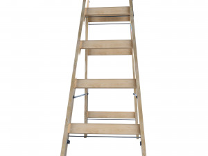 Double-sided wooden step-ladder with rungs KRAUSE STABILO 2x4 170064 Modello 3D