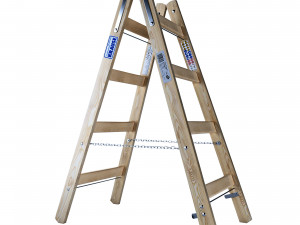 Double-sided wooden step-ladder with rungs KRAUSE STABILO 2x4 170064 Modello 3D