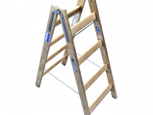Double-sided wooden step-ladder with rungs KRAUSE STABILO 2x4 170064 Modello 3D