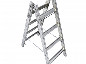 Double-sided wooden step-ladder with rungs KRAUSE STABILO 2x4 170064 Modello 3D