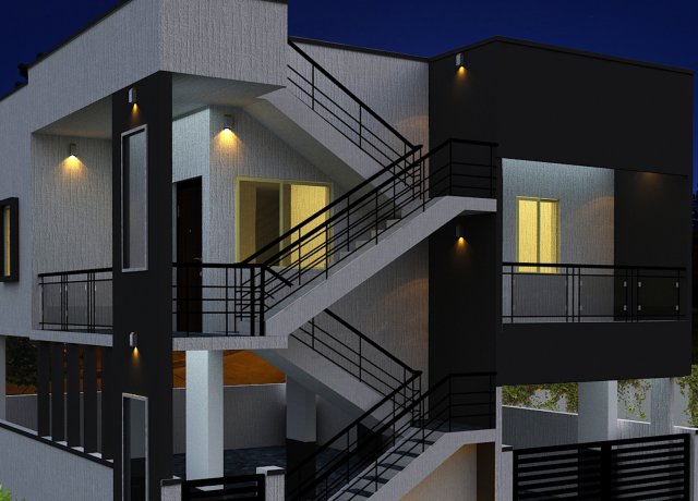 residential building Model 3D .c4d .max .obj .3ds .fbx .stl .blend 