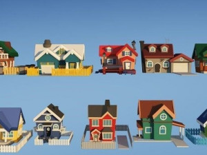 city houses toon low-poly 3d print model 3D Print Model