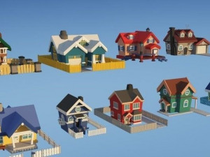 city houses toon low-poly 3d print model 3D Print Model