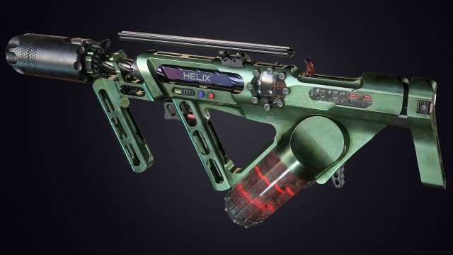 sci-fi helix rifle 3D Model .c4d .max .obj .3ds .fbx .stl .blend 