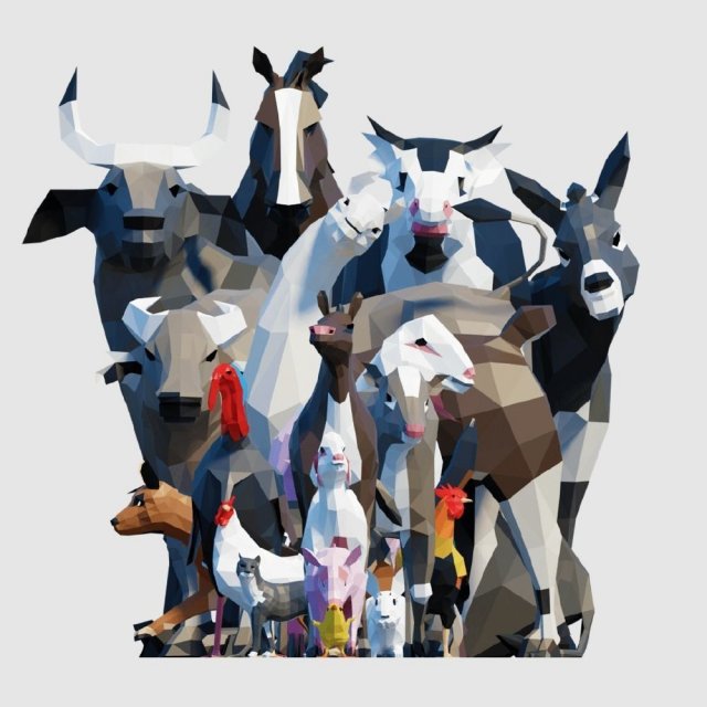 farm animals pack low-poly Modello 3D .c4d .max .obj .3ds .fbx .stl .blend 