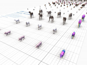 farm animals pack low-poly Modello 3D