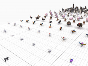 farm animals pack low-poly Modello 3D