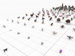farm animals pack low-poly 3D Model