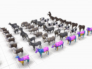 farm animals pack low-poly Modello 3D