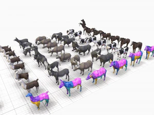 farm animals pack low-poly 3D Model