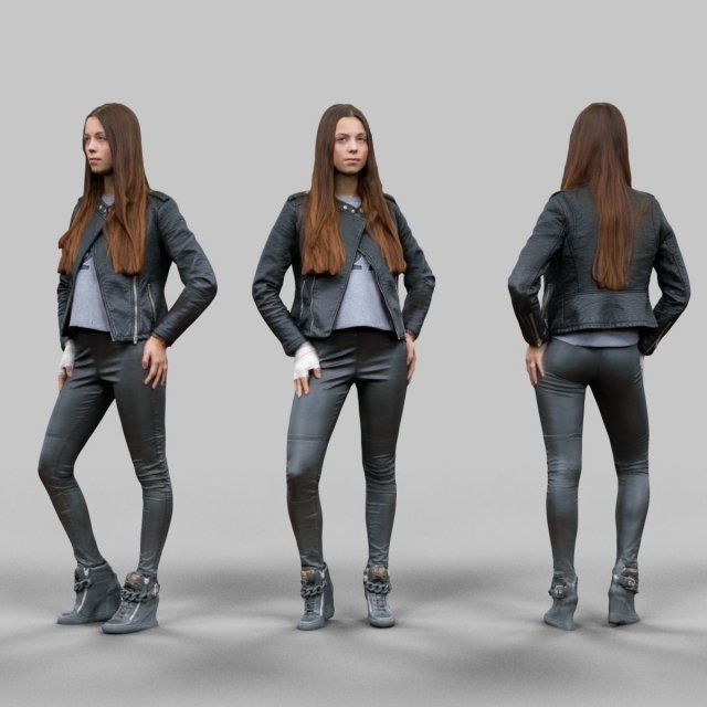 leather outfit girl low poly 3D Modell in Frau 3DExport