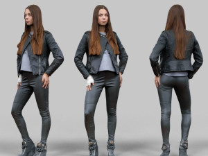 leather outfit girl low-poly Modèle 3D