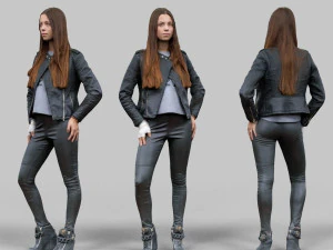 traje de cuero chica low-poly Modelo 3D