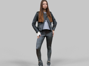 leather outfit girl low-poly 3Dモデル