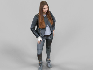 leather outfit girl low-poly 3Dモデル