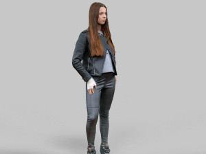 leather outfit girl low-poly 3Dモデル