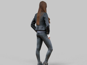 leather outfit girl low-poly 3Dモデル
