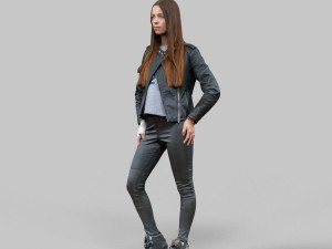 leather outfit girl low-poly 3Dモデル