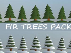 cartoon trees pack low-poly Model 3D