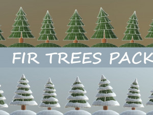 cartoon trees pack low-poly Model 3D