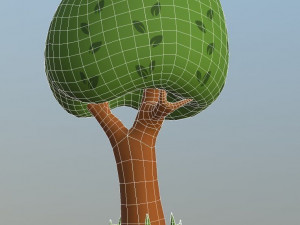 cartoon trees pack low-poly Model 3D