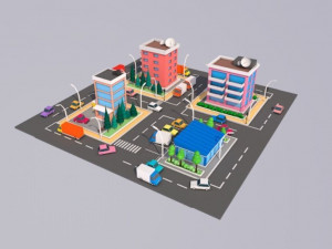 cartoon lowpoly city free game pack free low-poly Modèle 3D
