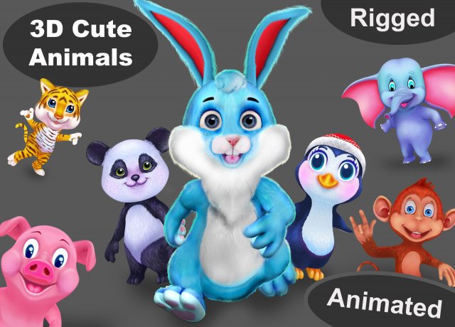 animal pack v7 low-poly 3D 模型 .c4d .max .obj .3ds .fbx .stl .blend