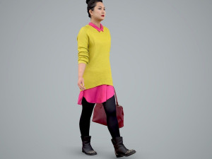woman with yellow sweater and pink shirt 3D 模型