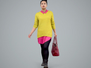 woman with yellow sweater and pink shirt 3D 模型